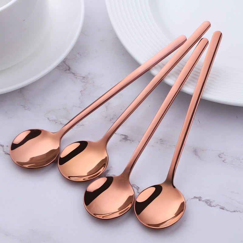 Poylim Cute Small Coffee Spoons Set of 8, 18/10 Stainless Steel Rose Gold Demitasse Spoons for Tea, Dessert, Appetizer, 5.1-inch - Image 4